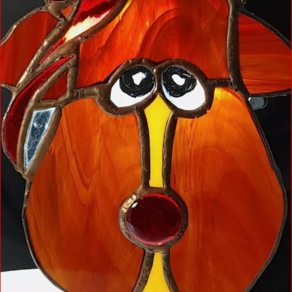 Vintage Christmas Reindeer Stain Glass Art Christmas Reindeer Leaded Glass - Picture 2 of 2